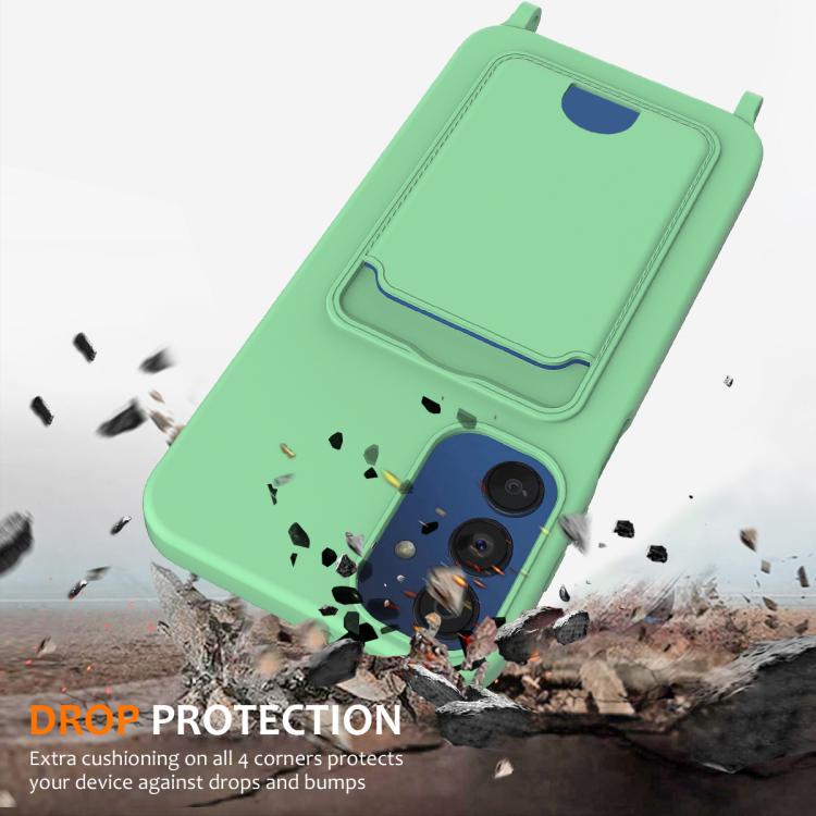 Funda de silicona líquida de color sólido con cordón para Samsung Galaxy A54 5G (verde)