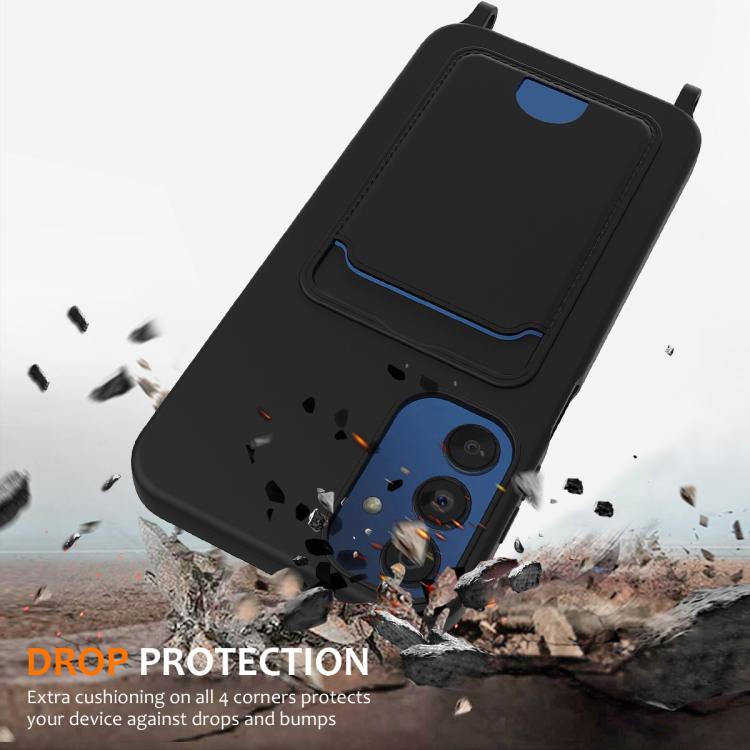 Funda de silicona líquida de color sólido con cordón para Samsung Galaxy A54 5G (negro)