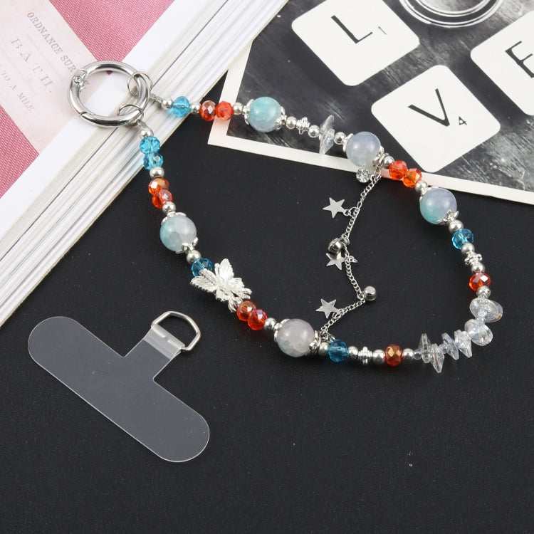 Pulsera de Cuentas Aleación Estrellas con Cordón Corto Antipérdida para Teléfono (Azul)
