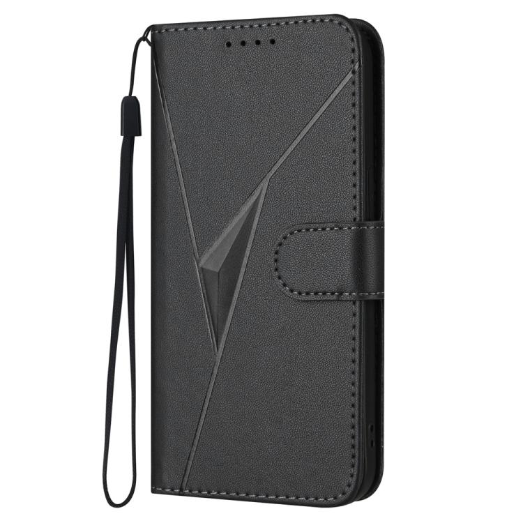 Funda de cuero con hebilla y diseño triangular para Samsung Galaxy S25 FE 5G (negra)