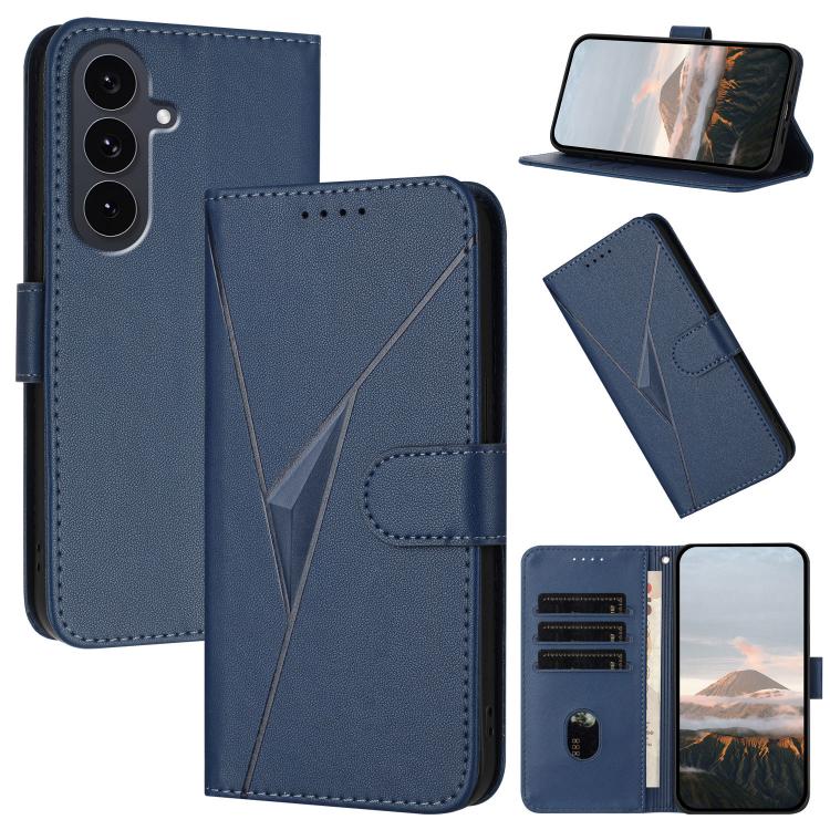 Funda de cuero con hebilla y diseño triangular para Samsung Galaxy S25 FE 5G (azul rey)