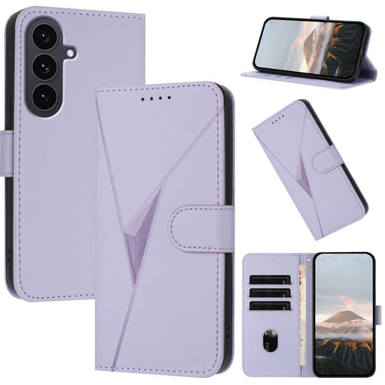Funda de cuero con hebilla y diseño triangular para Samsung Galaxy S25 FE 5G (morado claro)
