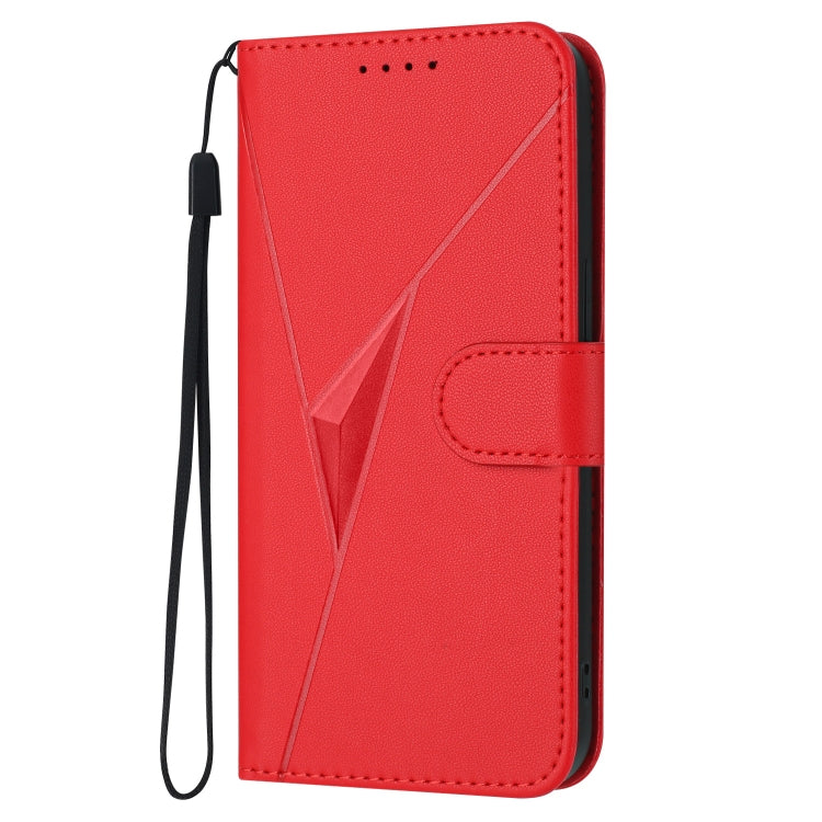 Funda de Cuero OnePlus 9 con Cierre de Hebilla y Diseño Triangular (Rojo)