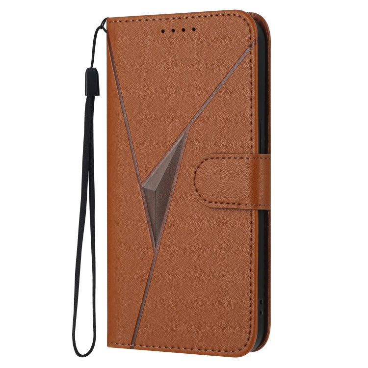 Funda de Cuero para OnePlus 11 con Cierre de Hebilla y Diseño Triangular (Marrón)