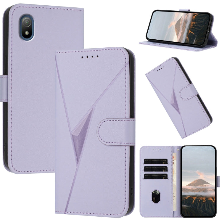 Estuche de Cuero con Hebilla y Diseño Triangular para Sony Xperia Ace Iii (Morado Claro)