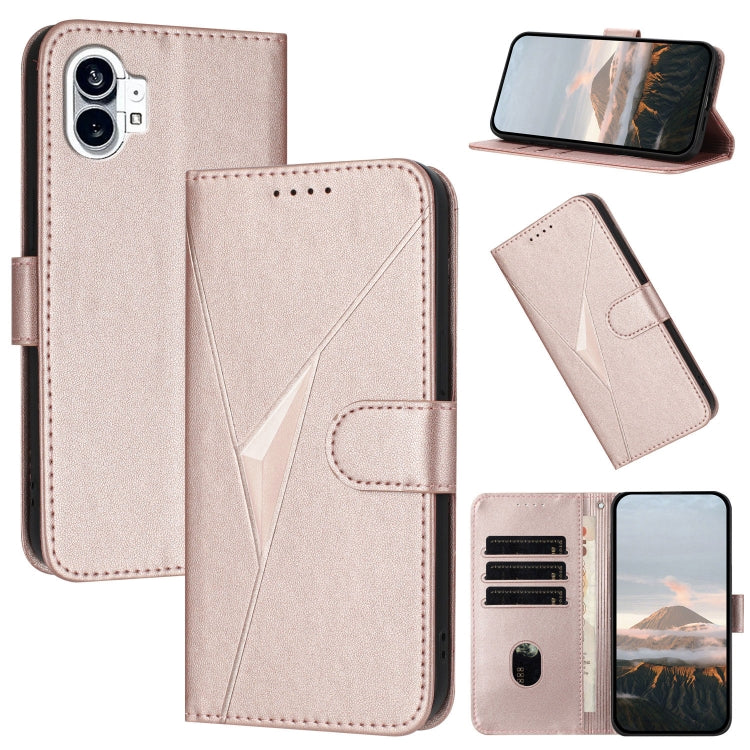 Estuche de Cuero con Hebilla para Nothing Phone 1 Diseño Triangular (Oro Rosa)
