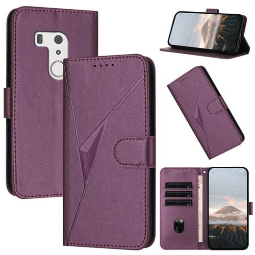Estuche de Cuero con Hebilla para Teléfono Fujitsu Arrows F-01L F-42A (Morado Oscuro)