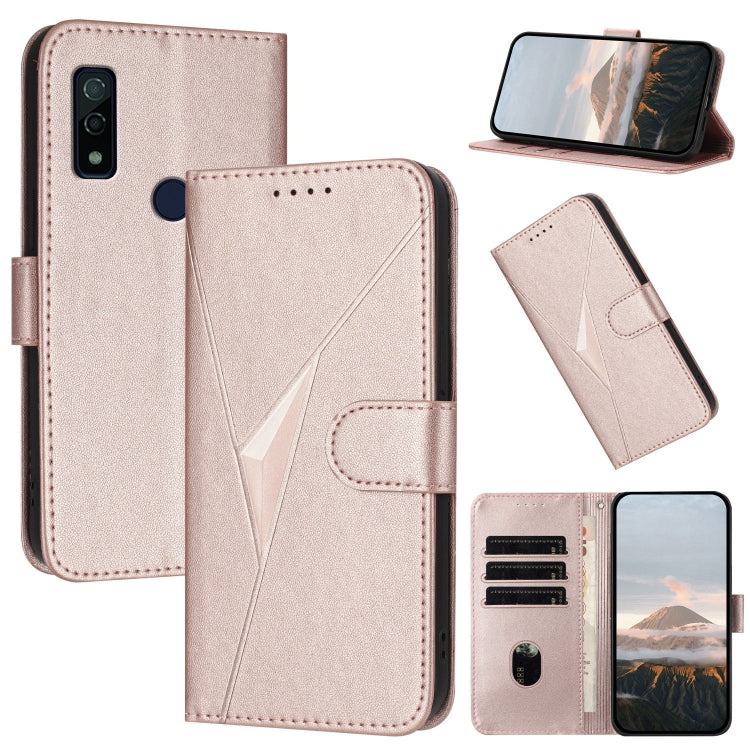 Estuche de Cuero Fujitsu Arrows We F-51B con Hebilla y Diseño Triangular (Oro Rosa)