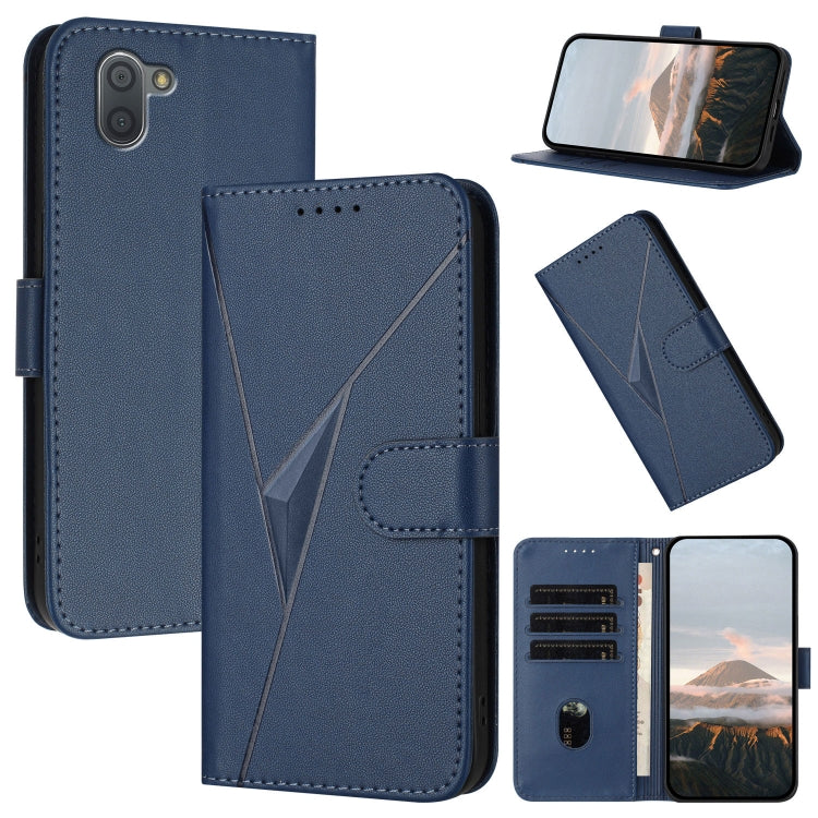 Funda de Cuero con Cierre de Hebilla y Diseño Triangular para Sharp Aquos R3 (Azul Real)