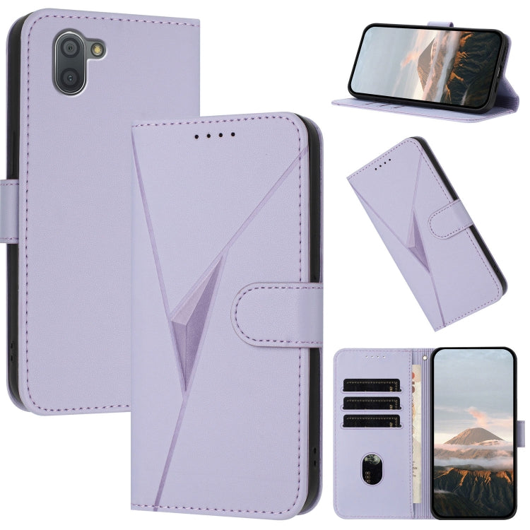 Funda de Cuero con Cierre de Hebilla y Diseño Triangular para Sharp Aquos R3 (Morado Claro)