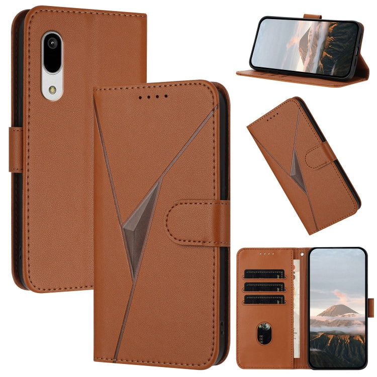Funda de Cuero para Sharp Aquos Sense3 con Cierre de Hebilla y Diseño Triangular (Marrón)