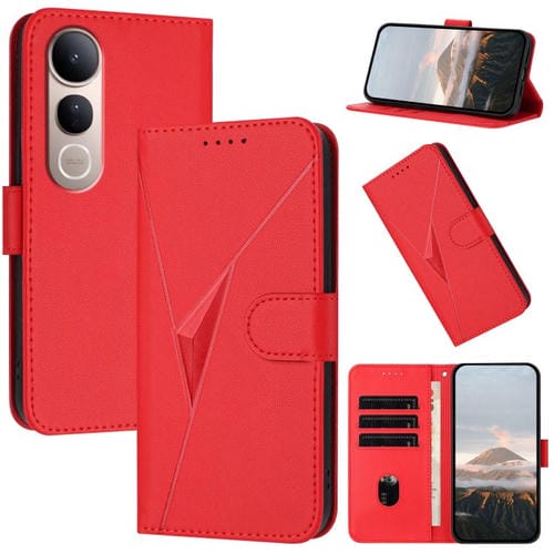 Funda de Cuero con Hebilla y Diseño Triangular para Vivo V50 Lite 4G/5G (Roja)