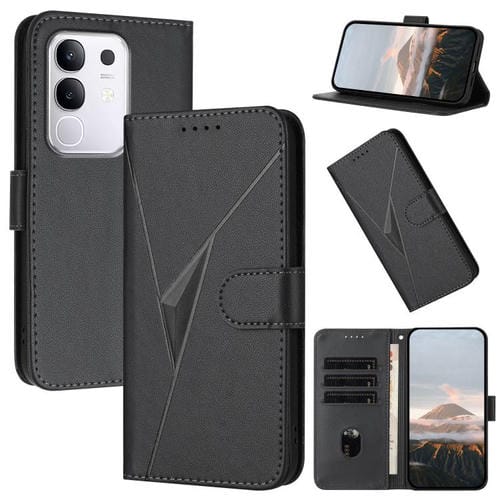 Funda de Cuero con Hebilla y Diseño Triangular para Vivo Y29 4G (Negra)
