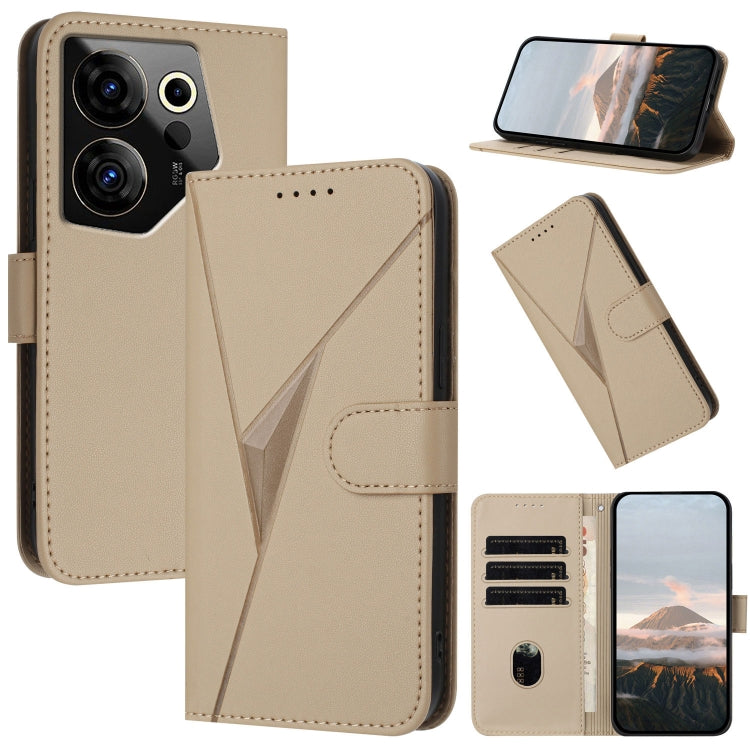 Funda de Cuero con Cierre de Hebilla para Tecno Camon 20 Premier (Dorada)