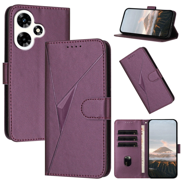Funda de Cuero con Cierre de Hebilla y Diseño Triangular para Infinix Hot 30 (Morado Oscuro)
