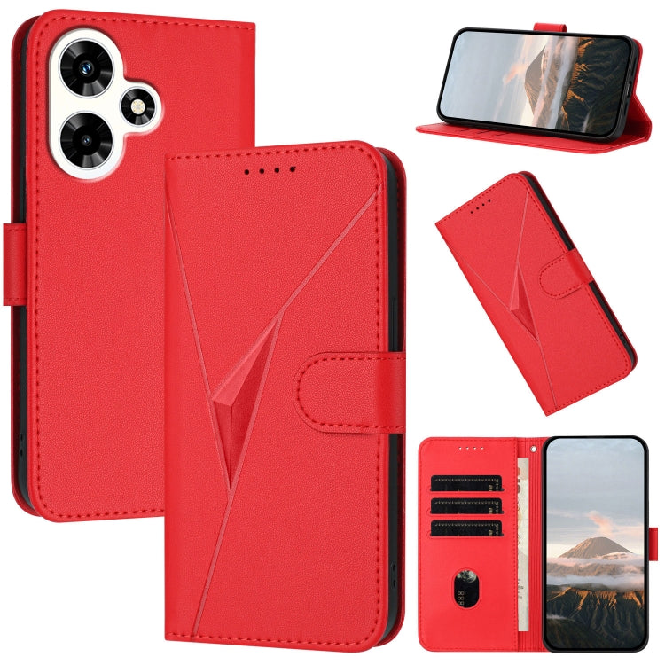 Funda de Cuero con Cierre de Hebilla y Diseño Triangular para Infinix Hot 30I (Rojo)