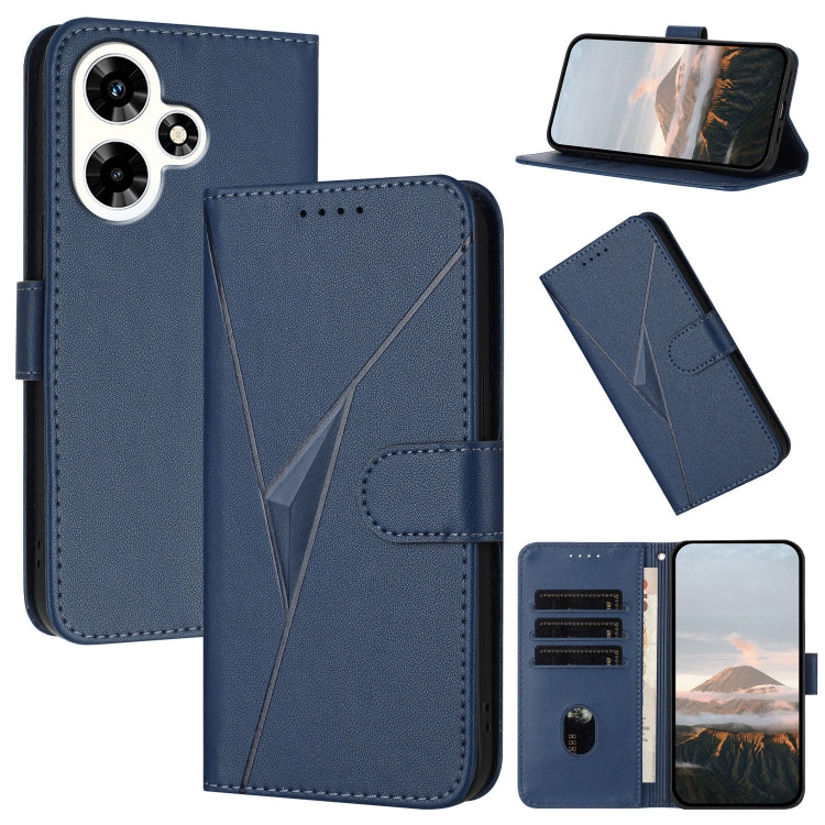 Funda de Cuero con Cierre de Hebilla y Diseño Triangular para Infinix Hot 30I (Azul Real)