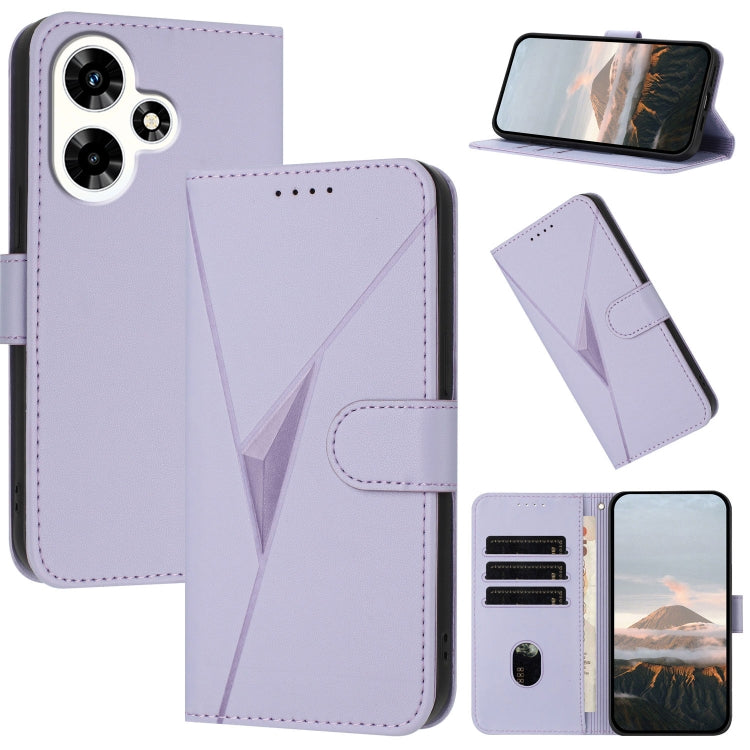 Funda de Cuero con Cierre de Hebilla y Diseño Triangular para Infinix Hot 30I (Morado Claro)