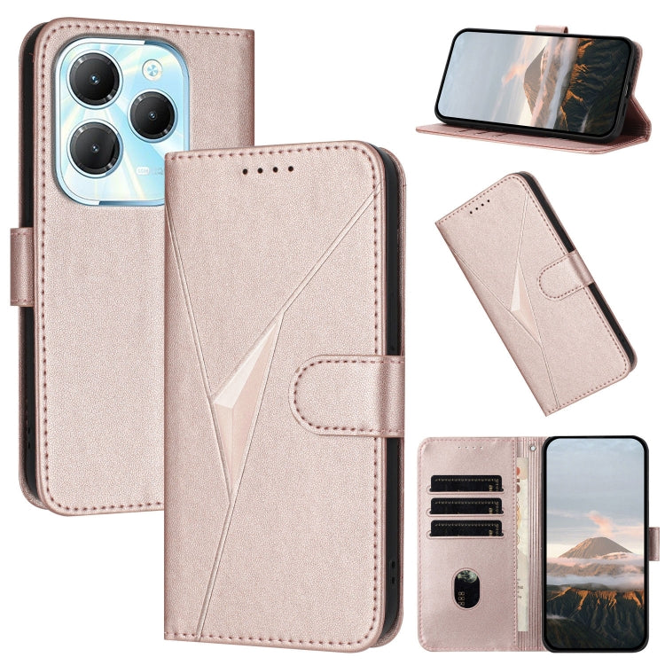 Funda de Cuero con Cierre de Hebilla y Diseño Triangular para Infinix Hot 40 (Oro Rosa)