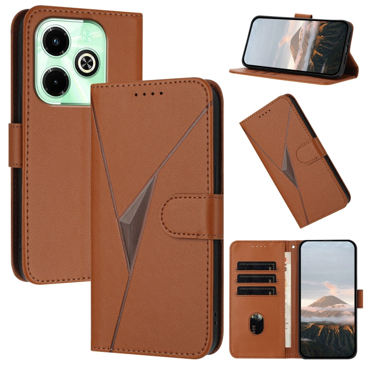 Funda de Cuero con Cierre de Hebilla y Diseño Triangular para Infinix Hot 40I (Marrón)
