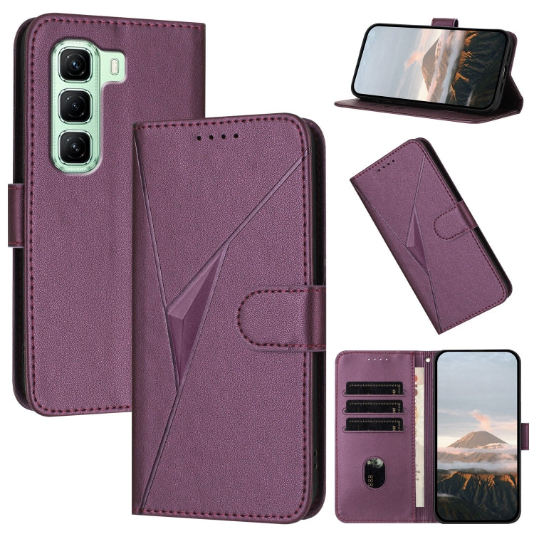 Funda de Cuero con Cierre de Hebilla y Diseño Triangular para Infinix Hot 50 5G (Morado Oscuro)