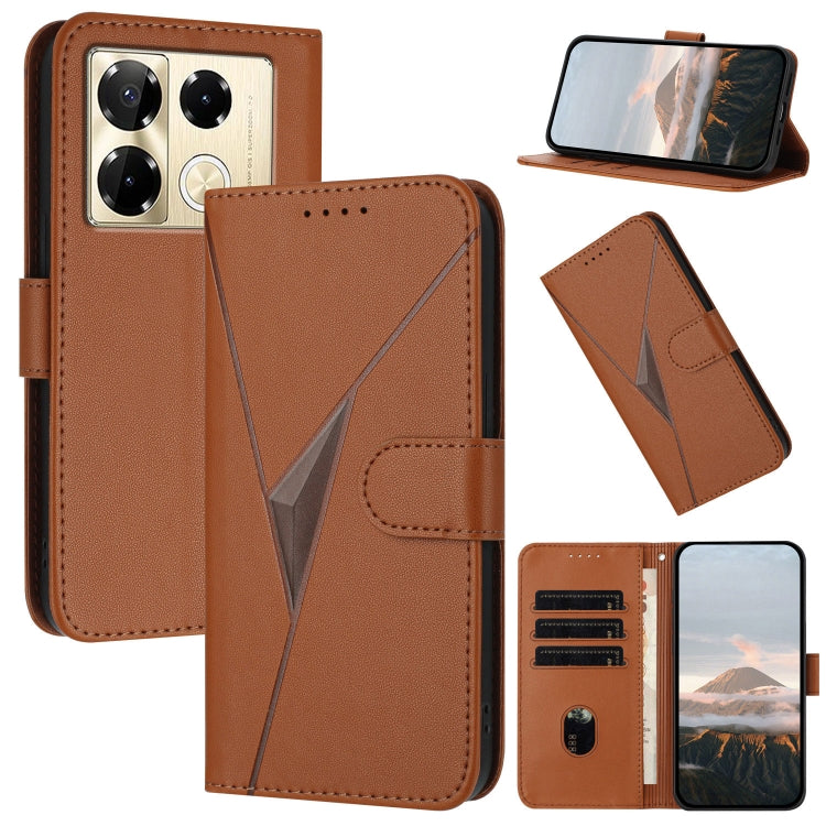 Funda de Cuero con Cierre de Hebilla y Patrón Triangular para Infinix Note 40 Pro 4G/5G (Marrón)