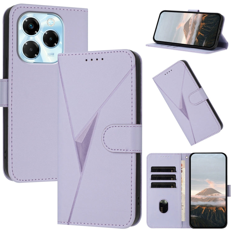 Funda de Cuero con Cierre de Hebilla y Diseño Triangular para Infinix Note 40X 5G (Morado Claro)