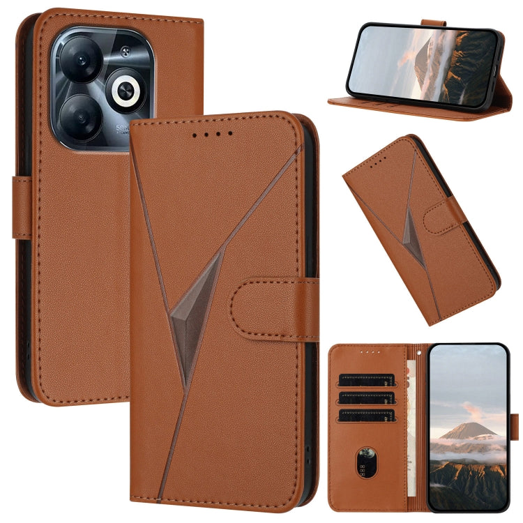 Funda de Cuero con Cierre de Hebilla y Diseño Triangular para Infinix Smart 8 Pro (Marrón)