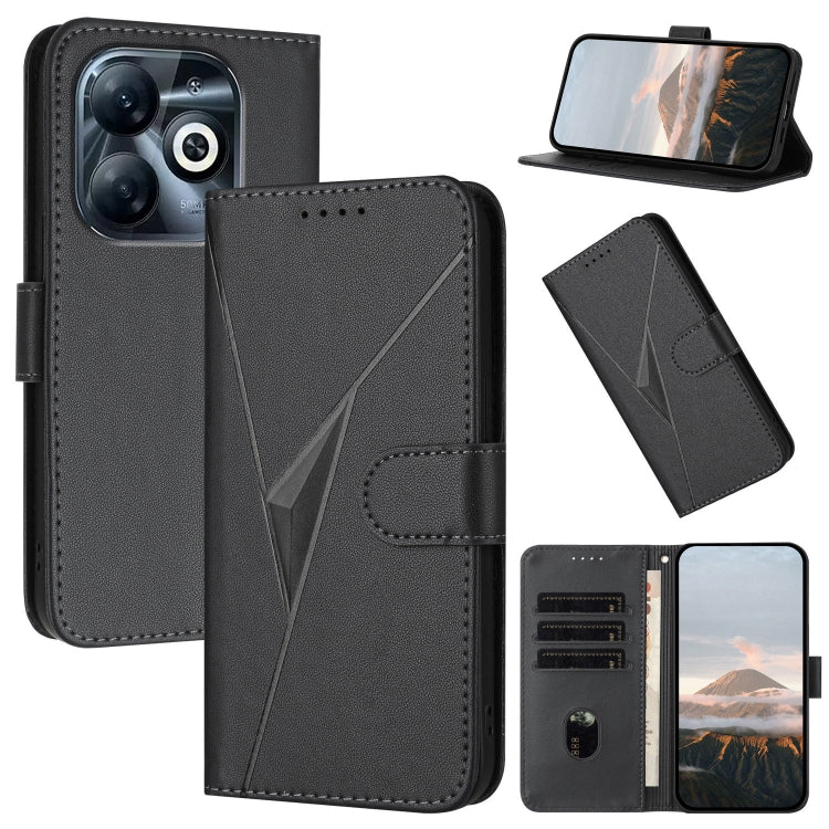 Funda de Cuero con Cierre de Hebilla y Diseño Triangular para Infinix Smart 8 Pro (Negra)