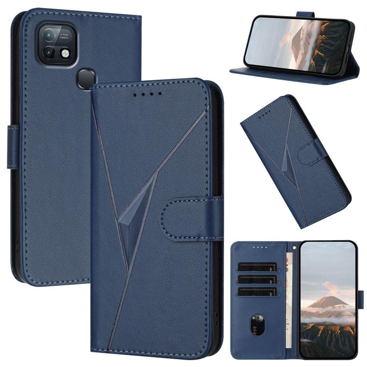 Funda de Cuero con Cierre de Hebilla y Diseño Triangular para Infinix Hot 10I (Azul)
