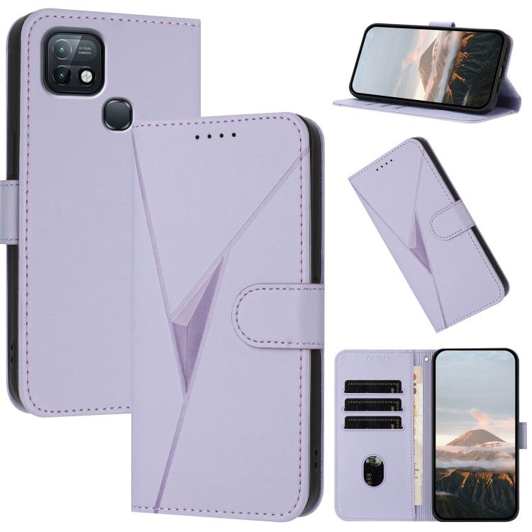 Funda de Cuero con Cierre de Hebilla y Diseño Triangular para Infinix Hot 10I (Morado Claro)