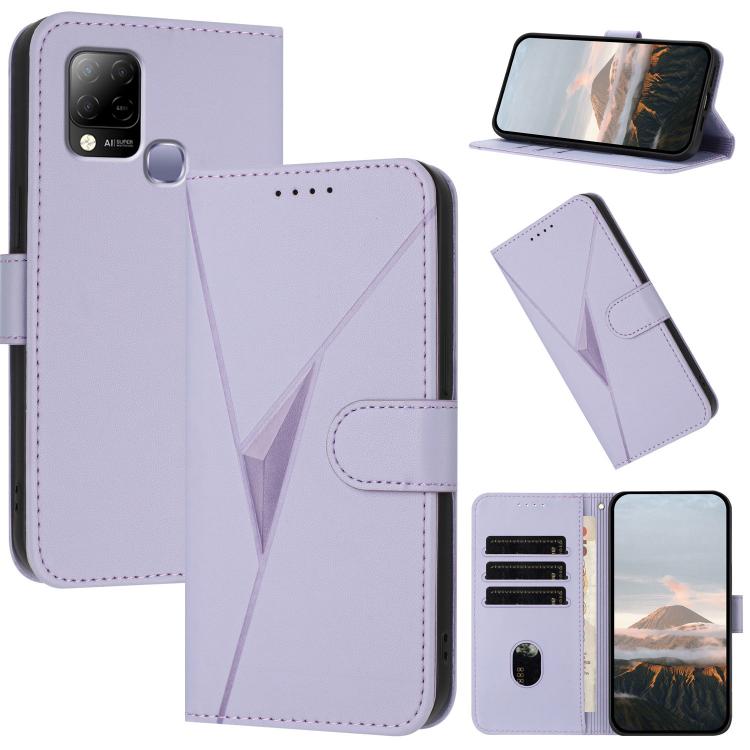 Funda de Cuero con Hebilla y Diseño Triangular para Infinix Hot 10T y Hot 10S (Morado Claro)