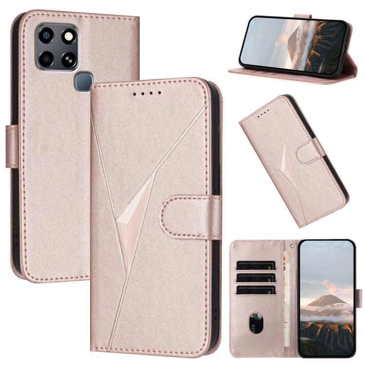 Funda de Cuero con Hebilla y Diseño Triangular para Infinix Smart 6/Smart 6 HD (Oro Rosa)