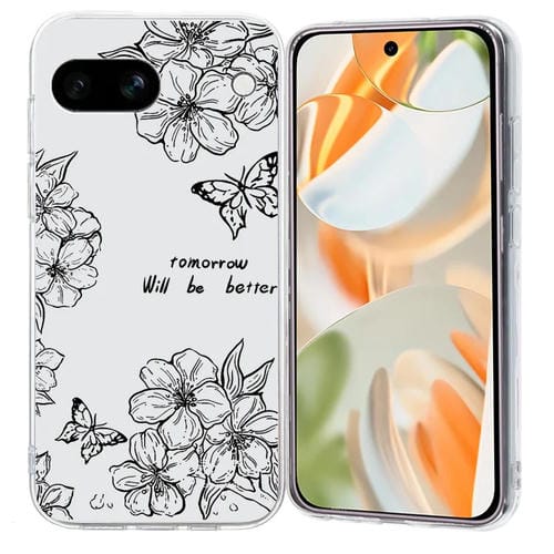 Funda TPU Google Pixel 8A Patrón Pintura Colorida Mariposa y Flores