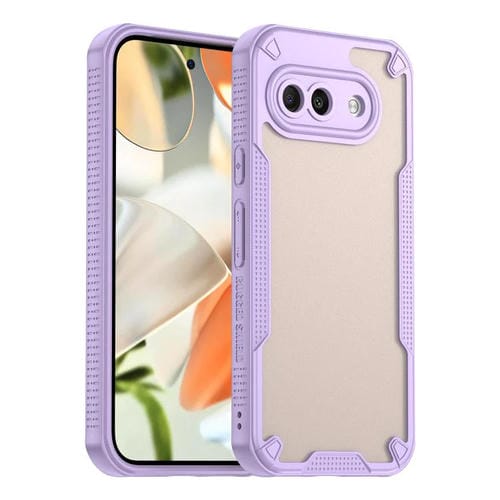 Funda híbrida TPU y PC con protección glaseada para Google Pixel 9A (Morado)