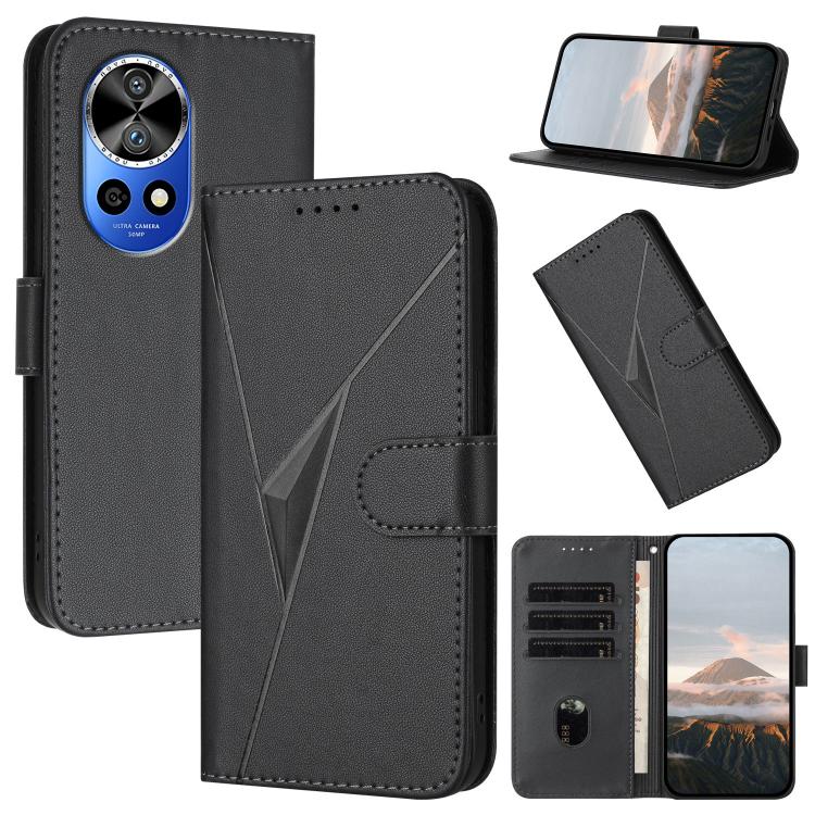 Funda de Cuero con Cierre de Hebilla y Diseño Triangular para Huawei Nova 12 Pro/Nova 12 Ultra (Negro)