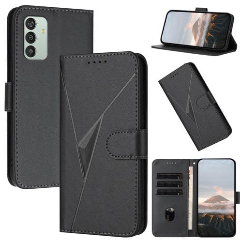 Funda de Cuero Samsung Galaxy M13 India/F13 Cierre de Hebilla Diseño Triangular (Negra)