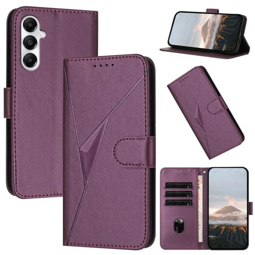 Funda de Cuero Samsung Galaxy M35 Cierre de Hebilla Diseño Triangular (Morado Oscuro)