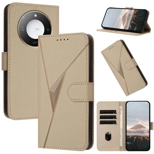 Funda de Cuero con Hebilla y Diseño Triangular para Honor X60/X9C (Dorada)