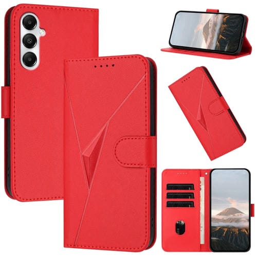 Funda de Cuero Samsung Galaxy A05S Cierre Hebilla Diseño Triangular (Rojo)
