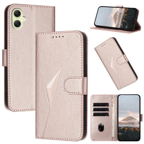 Funda de Cuero Samsung Galaxy A06 4G Cierre de Hebilla Diseño Triangular (Oro Rosa)