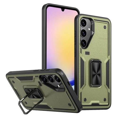 Funda híbrida para Samsung Galaxy A25 5G TPU y PC con soporte para anillo (Verde Oliva)