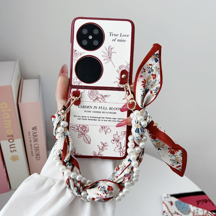 Funda para Teléfono Huawei Pocket 2 con Diseño de Flores y Bufanda (Rosa)