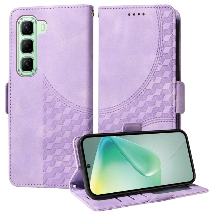 Funda de Cuero para Teléfono Infinix Hot 50 5G con Rombos y Estrellas (Morado)