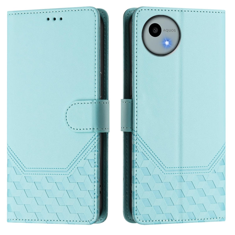 Funda de Cuero Rfid con Relieve en Panal para Sharp Aquos Wish 4 (Verde Menta)