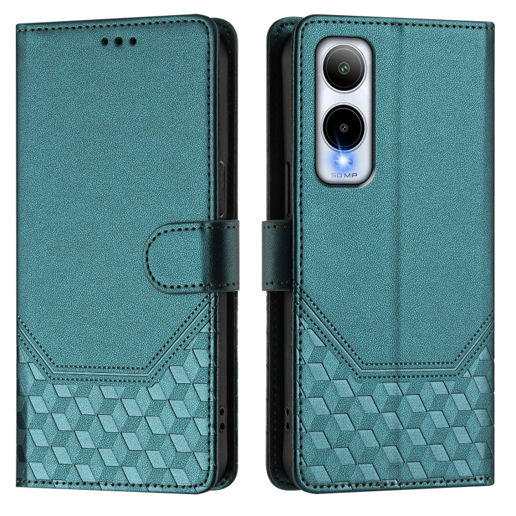 Funda de Cuero Rfid con Relieve en Panal para Cricket Icon 6 (Verde Pavo Real)