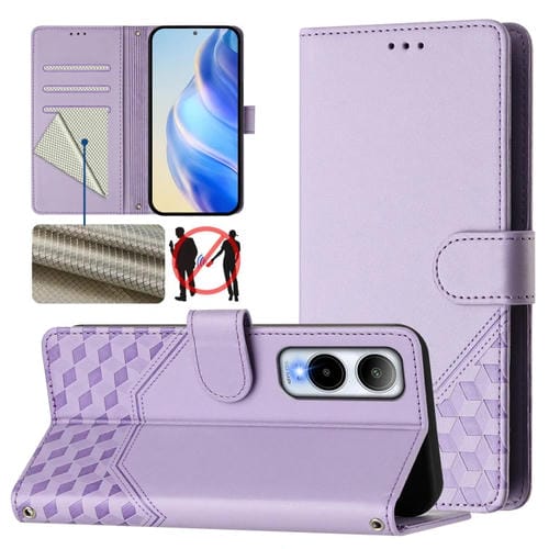 Funda de Cuero Rfid con Relieve en Panal para Cricket Icon 6 (Morado Claro)