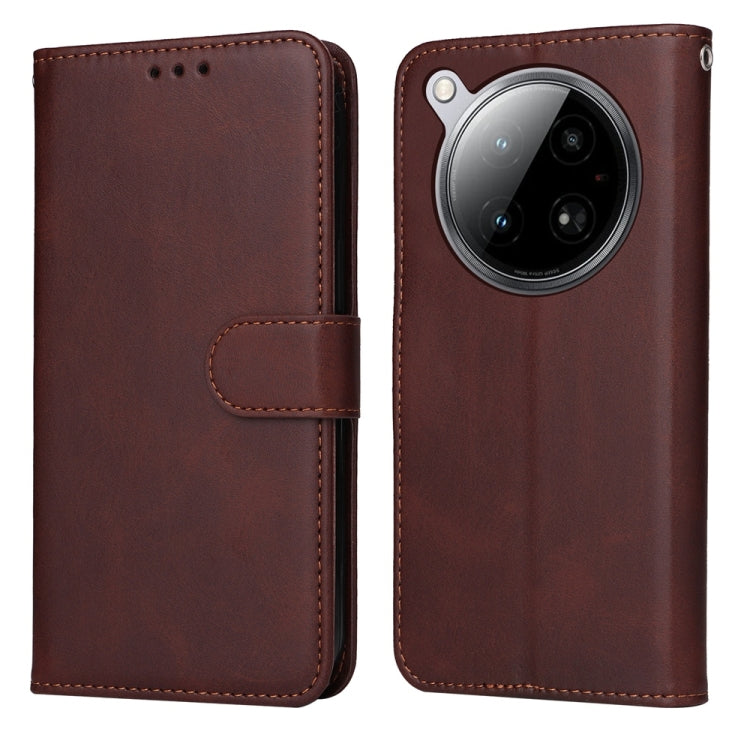 Funda de Piel con Tapa Textura Clásica Becerro para Infinix Zero 40 4G/5G (Marrón)