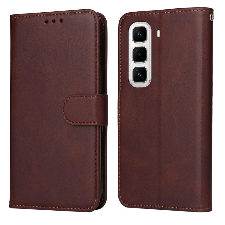 Funda de Cuero con Tapa y Textura Clásica de Becerro para Infinix Hot 50 Pro+ 4G (Marrón)