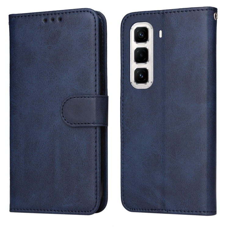 Funda de Cuero con Tapa y Textura Clásica Becerro para Infinix Hot 50 Pro+ 4G (Azul)
